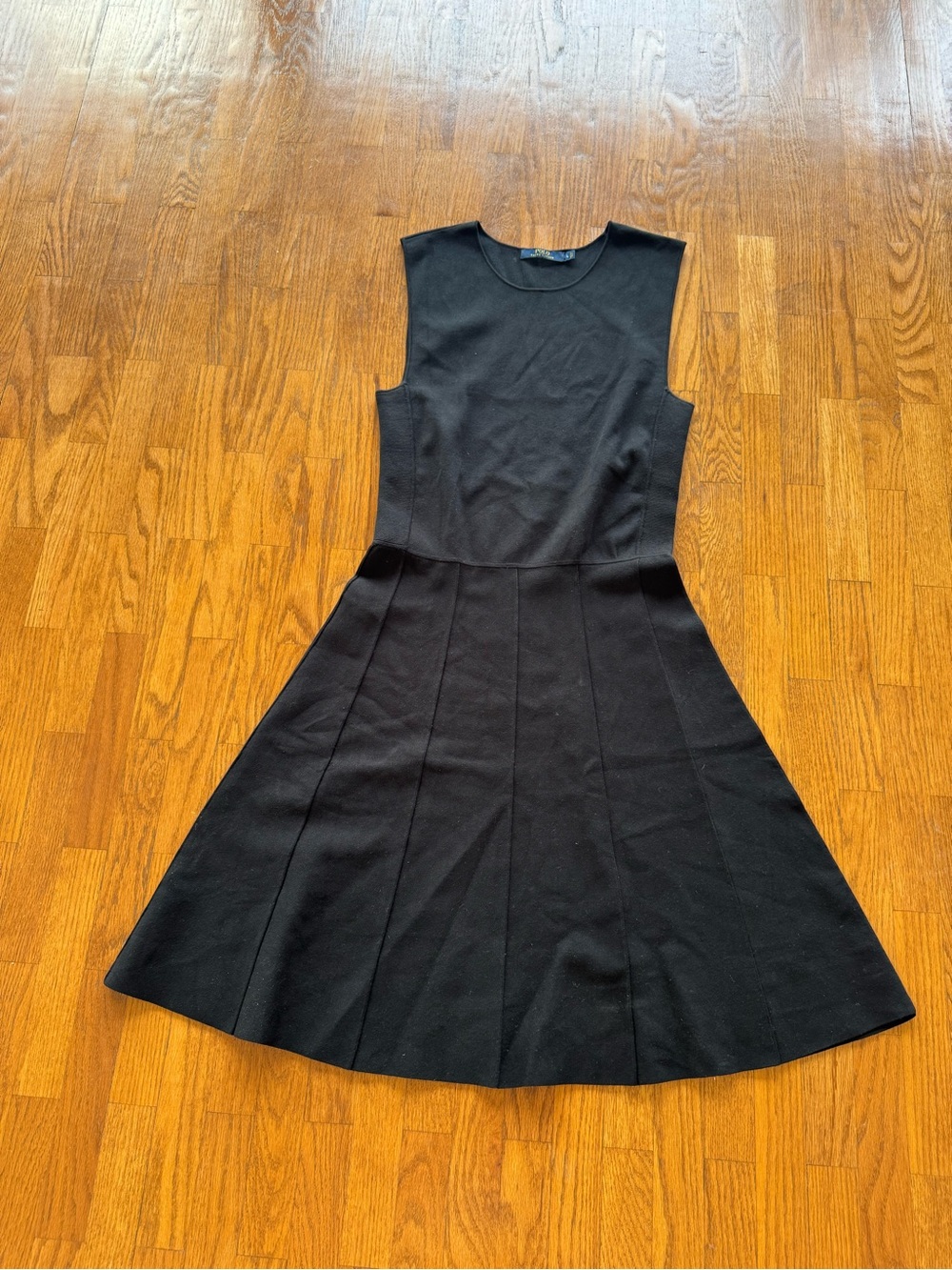 Polo by Ralph Lauren Black Knit Sleeveless Fit-and-Flare Dress
